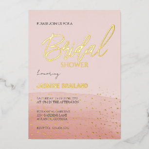 Invitación Con Relieve Metalizado Lavado de color de agua rosada Ducha de novia Spar