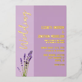 Invitación Con Relieve Metalizado Lavender Love Boda
