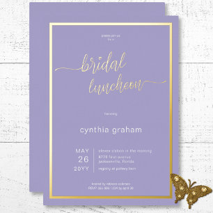 Invitación Con Relieve Metalizado Lavender Purple Modern Minimal Nodal Luncheon