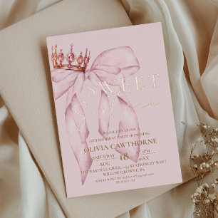 Invitación Con Relieve Metalizado Lazo Rosa Dulce 16 