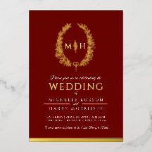 Leaf línea ovalada arte boda foto oro rojo burdeos