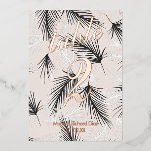 Invitación Con Relieve Metalizado Leaf Tropical Negro Presión Número de Tabla de Rel