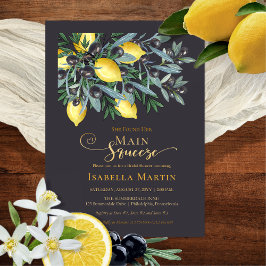 Invitación Con Relieve Metalizado Lemones de apresión principal | Ducha de novias co