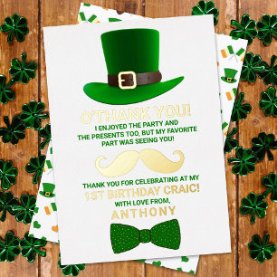 Invitación Con Relieve Metalizado Leprechaun moderno San Patricio