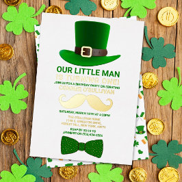 Invitación Con Relieve Metalizado Leprechaun moderno San Patricio