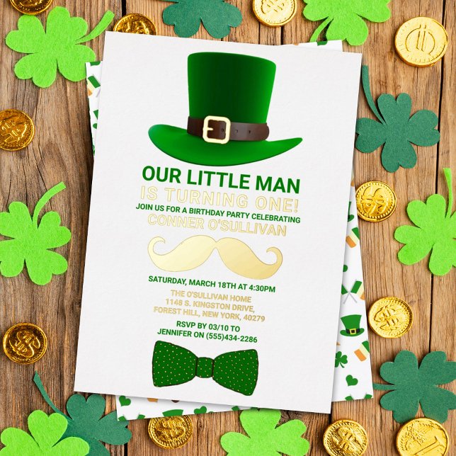 Invitación Con Relieve Metalizado Leprechaun moderno San Patricio (Subido por el creador)
