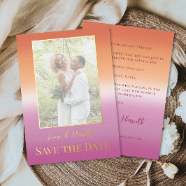 Invitación Con Relieve Metalizado Lesbian Wedding Photo Pride Flag Gradient Gold