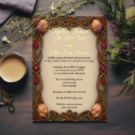 Invitación Con Relieve Metalizado Letra Art Nouveau de borde y Relieve metalizado -