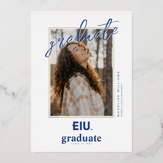 Invitación Con Relieve Metalizado Letra de Bloque EIU (Anverso)