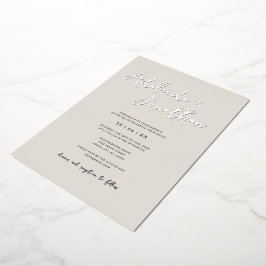 Invitación Con Relieve Metalizado Letras plateadas Minimalistas de marfil-Boda
