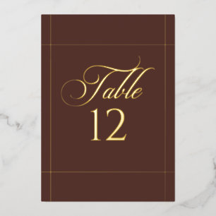 Invitación Con Relieve Metalizado Letrero clásico de número de mesa de boda con bord