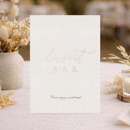 Invitación Con Relieve Metalizado Letrero de Barra de Postres Elegantes para Boda co