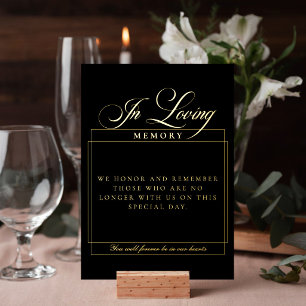 Invitación Con Relieve Metalizado Letrero de Caligrafía Clásica Negra En Memoria Amo