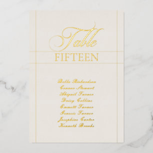 Invitación Con Relieve Metalizado Letrero de número de mesa de boda con borde de mar