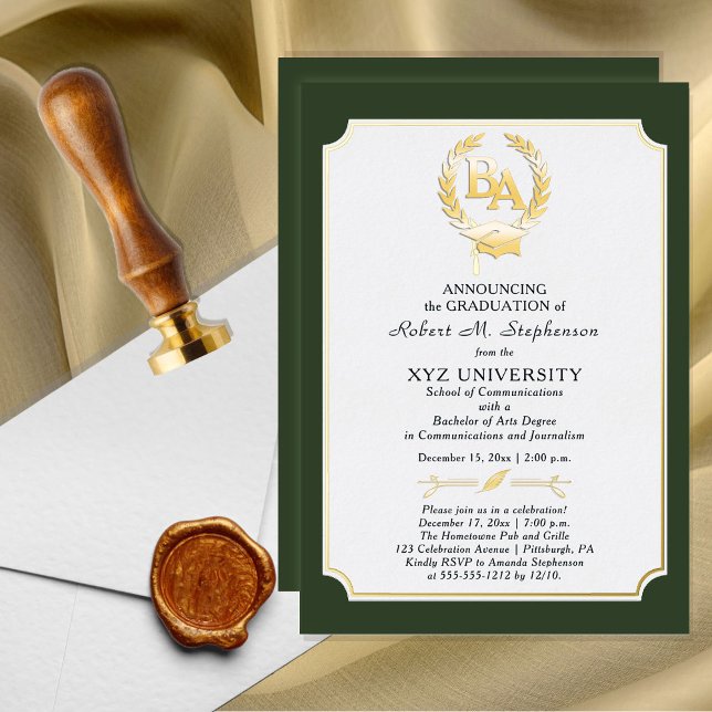 Invitación Con Relieve Metalizado Licenciatura en Artes Graduación de la Facultad de (Subido por el creador)