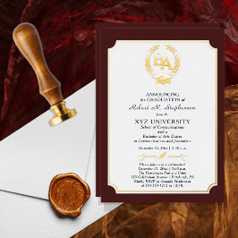 Invitación Con Relieve Metalizado Licenciatura en Artes Graduación de la Facultad de