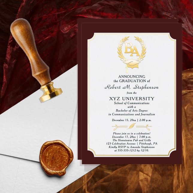 Invitación Con Relieve Metalizado Licenciatura en Artes Graduación de la Facultad de (Subido por el creador)