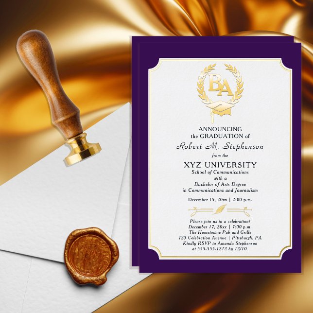 Invitación Con Relieve Metalizado Licenciatura en Artes Graduación de la Facultad de (Subido por el creador)