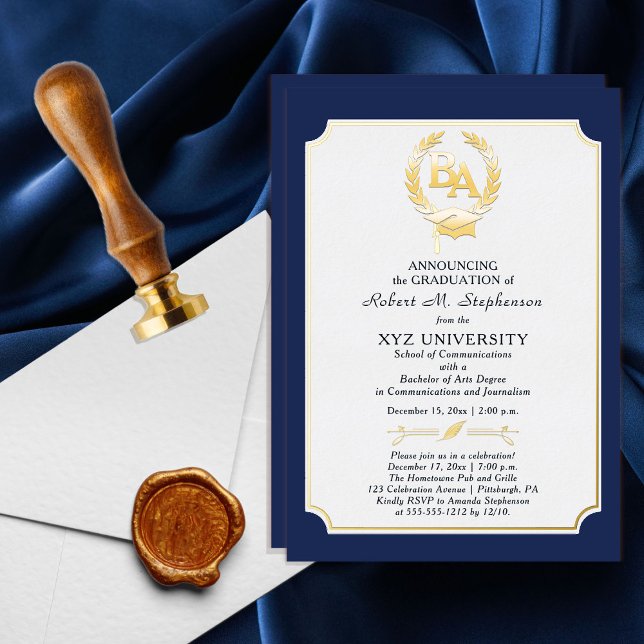 Invitación Con Relieve Metalizado Licenciatura en Artes Graduación de la Facultad de (Subido por el creador)
