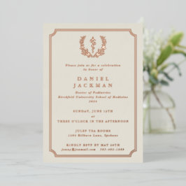 Invitación Con Relieve Metalizado Licenciatura en Medicina Asclepius Oyster