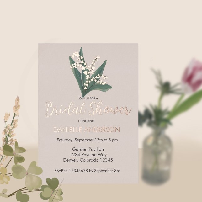 Invitación Con Relieve Metalizado Lily Of The Valley Bouquet Bridal Shower Relieve m (Subido por el creador)