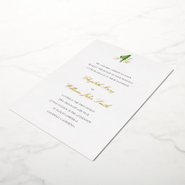 Invitación Con Relieve Metalizado Lily Valley Escudo Formal Boda Tradicional Gold