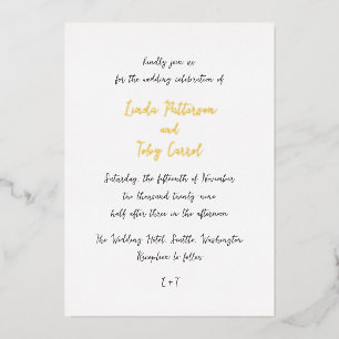Invitación Con Relieve Metalizado Linda simple Boda moderna