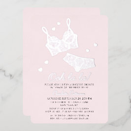 Invitación Con Relieve Metalizado Lingerie Bridal Shower Panty Bachelorette Party