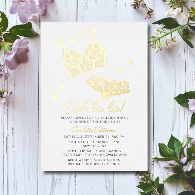 Invitación Con Relieve Metalizado Lingerie Bridal Shower Panty Bachelorette Party (Subido por el creador)