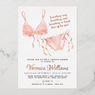 Invitación Con Relieve Metalizado Lingerie Rubor Bridal Shower