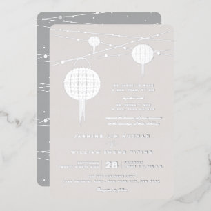 Invitación Con Relieve Metalizado Linternas Chinas de Doble Felicidad Sencillas para