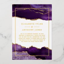 Lista de invitados de boda con ágata púrpura y dor