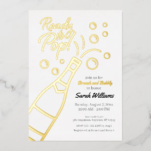 Invitación Con Relieve Metalizado Listo para estallar Desayuno y Rosado Burbujeante