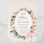 Invitación Con Relieve Metalizado Little Ballerina Floral Rosa Gold Kids Cumpleaños<br><div class="desc">Más invitaciones de cumpleaños de Bonito en la Pequeña Tienda Bayleigh!</div>