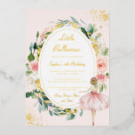 Invitación Con Relieve Metalizado Little Ballerina Gold Floral Kids Cumpleaños<br><div class="desc">Más invitaciones de cumpleaños de Bonito en la Pequeña Tienda Bayleigh!</div>