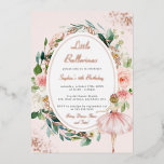 Invitación Con Relieve Metalizado Little Ballerina Rosa Gold Floral Kids Cumpleaños<br><div class="desc">Más invitaciones de cumpleaños de Bonito en la Pequeña Tienda Bayleigh!</div>