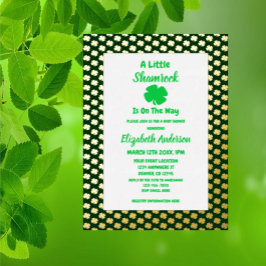 Invitación Con Relieve Metalizado Little Shamrock St Patrick's Day Baby Shower
