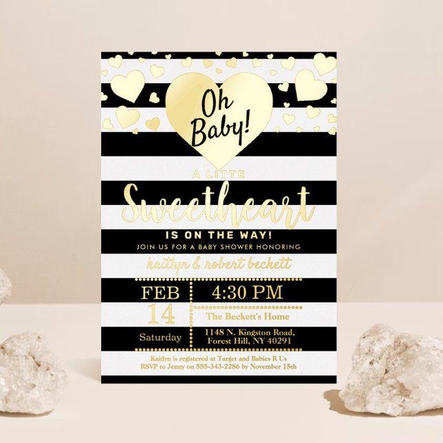 Invitación Con Relieve Metalizado Little Sweetheart Valentine's Day Baby Shower (Subido por el creador)
