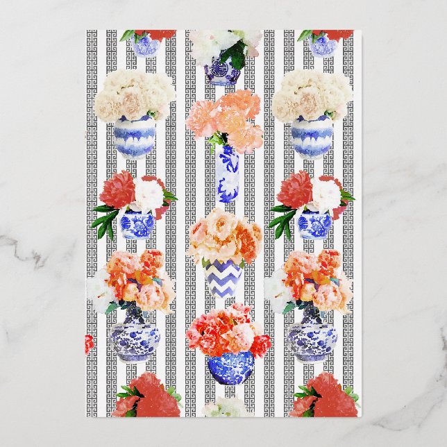 Invitación Con Relieve Metalizado Llave griega con peones (Anverso)