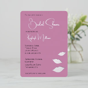 Invitación Con Relieve Metalizado Lluvia de Beso de Diamantes de Glamour Rosa para D