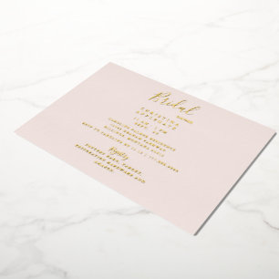 Invitación Con Relieve Metalizado Lluvia de boda con hoja de oro rosa pálido