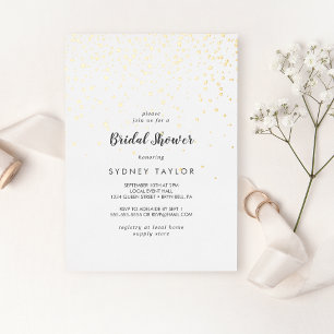 Invitación Con Relieve Metalizado Lluvia de Confeti Dorado Despedida de Soltera Dora