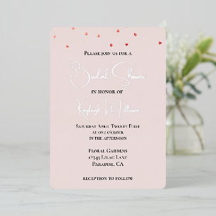 Invitación Con Relieve Metalizado Lluvia de Corazones Rosados Rojos Desvaneciéndose