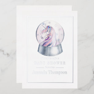 Invitación Con Relieve Metalizado Lluvia de purpurina unicornio Navidad Baby Shower