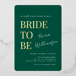 Invitación Con Relieve Metalizado Lluvia de regalos de boda moderna y audaz en verde