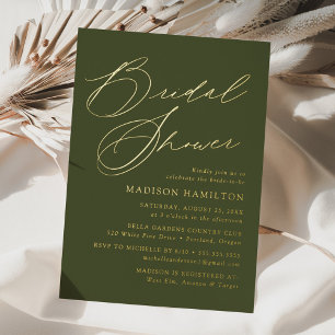 Invitación Con Relieve Metalizado Lluvia de Regalos para la Boda con Letra Elegante