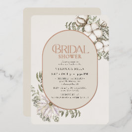 Invitación Con Relieve Metalizado Lluvia Floral Oval de Invierno para Despedida de S