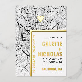 Invitación Con Relieve Metalizado Localizador de amor de Baltimore | Boda temático d
