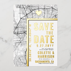 Invitación Con Relieve Metalizado Localizador de Amor de Sacramento Ahorra la Fech