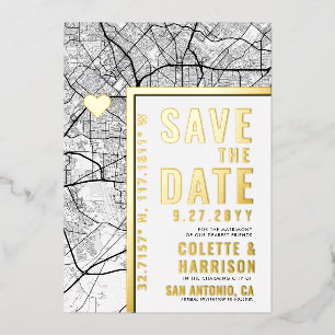 Invitación Con Relieve Metalizado Localizador de Amor de San Antonio Ahorra la Fec